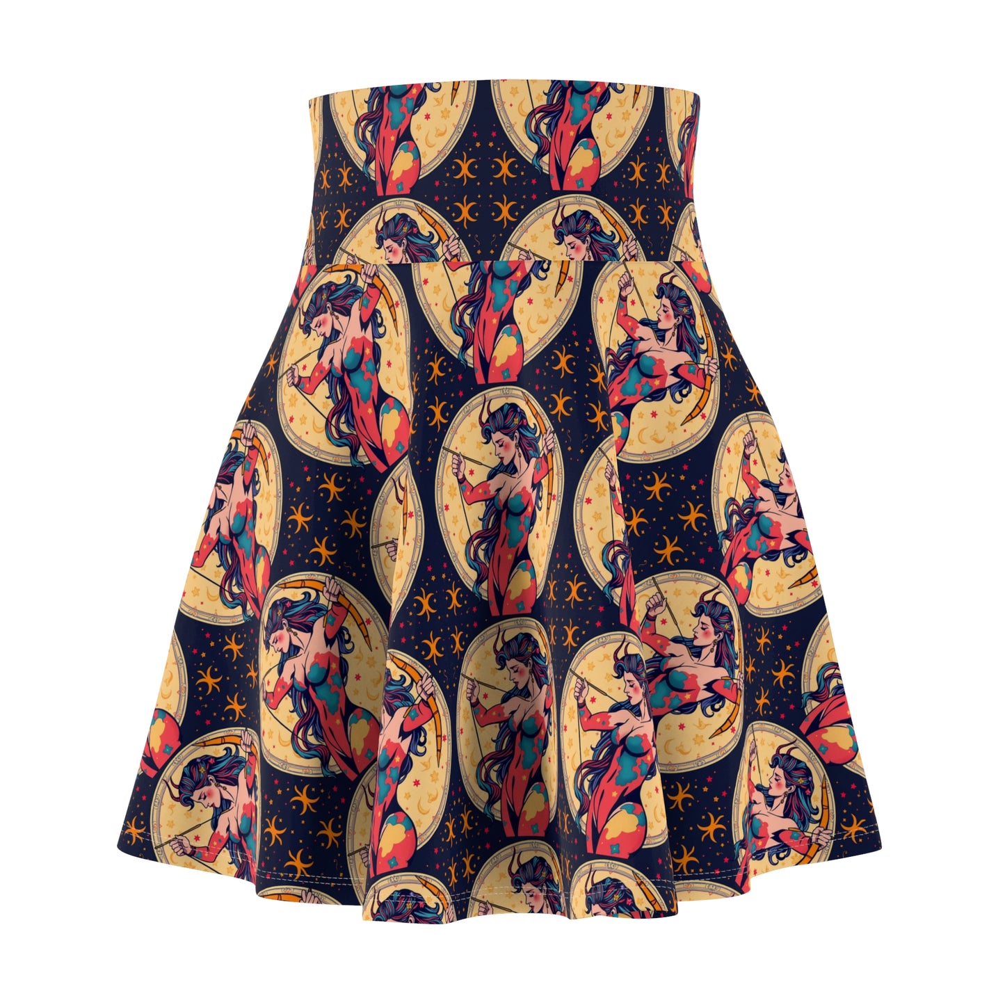 Women's Skater Skirt, (AOP), Sagittarius, Zodiac v1, Sexy Pattern