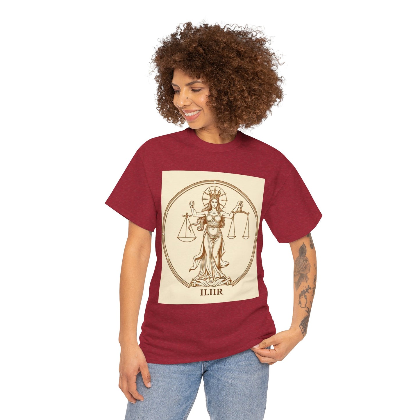 Unisex Heavy Cotton T-Shirt, Libra Goddess v1, Zodiac Design