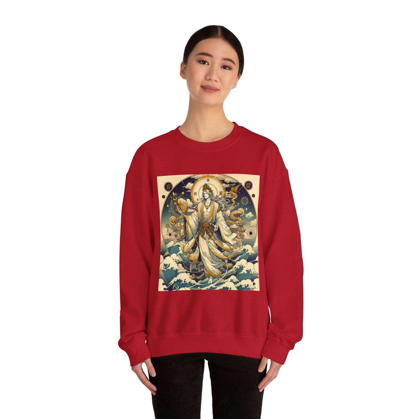 Unisex Heavy Blend™ Crewneck Sweatshirt, Anime Capricorn God, Zodiac Design