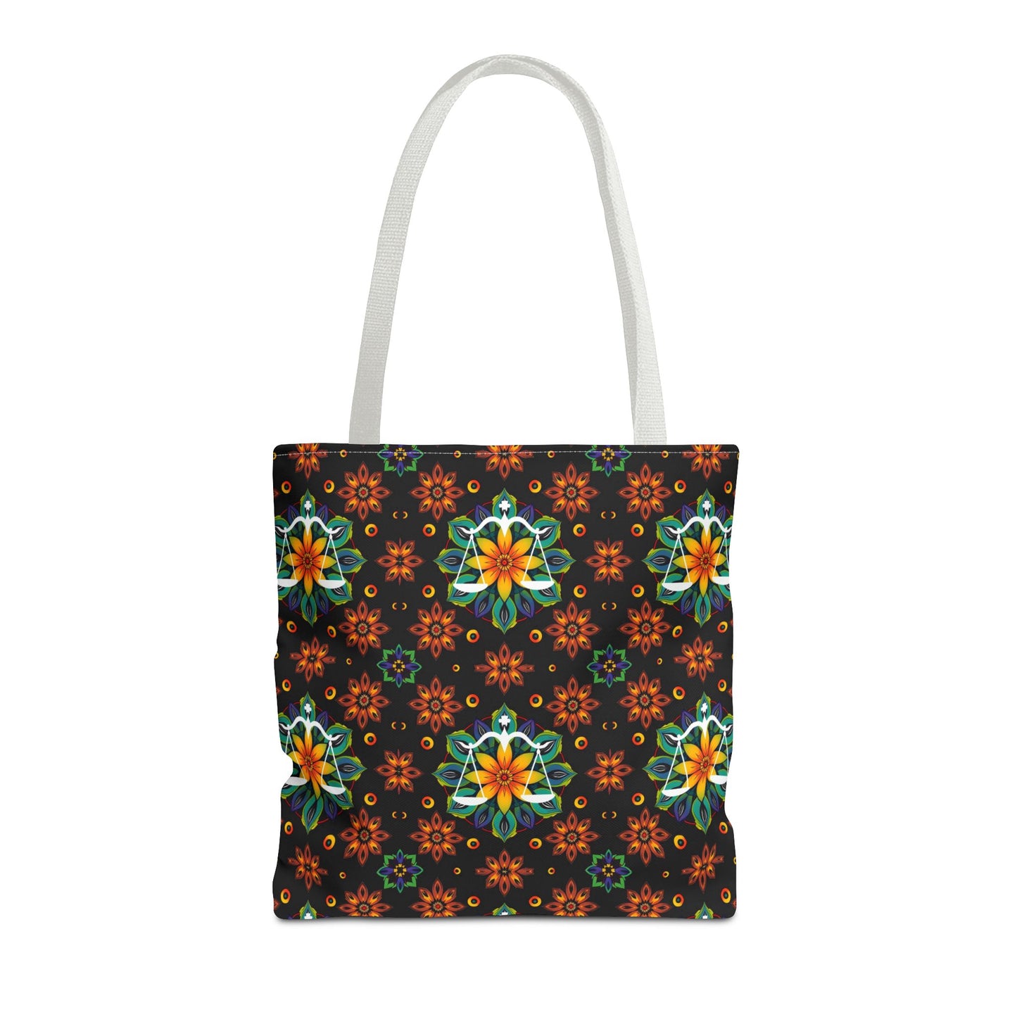 Tote Bag (AOP), Libra, Zodiac v2, Flower Pattern