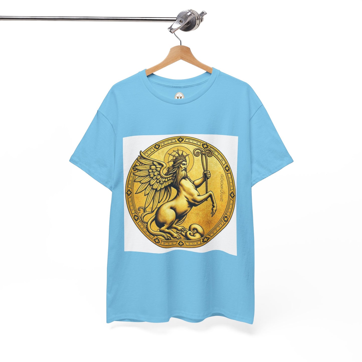 Unisex Heavy Cotton T-Shirt, Golden Angel Coin, Virgo Zodiac Design