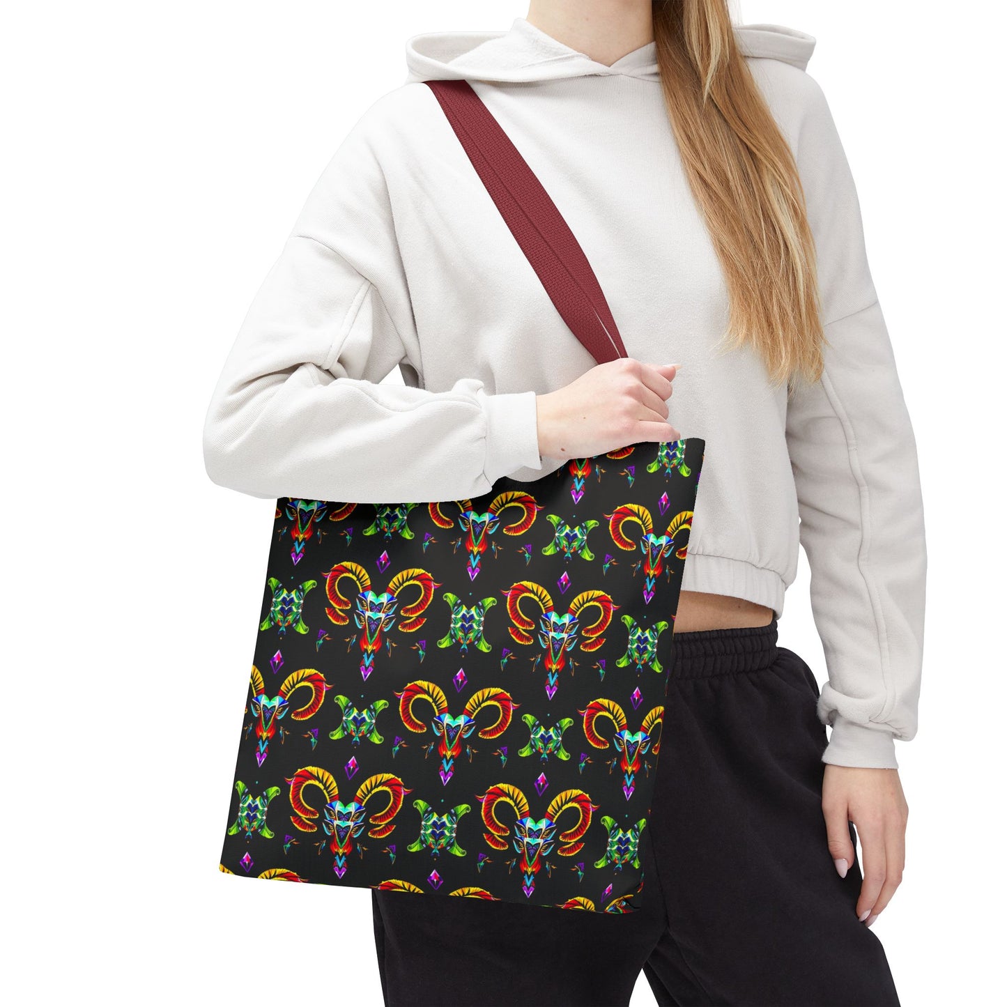 Tote Bag (AOP), Aries, Zodiac, Jewel Pattern