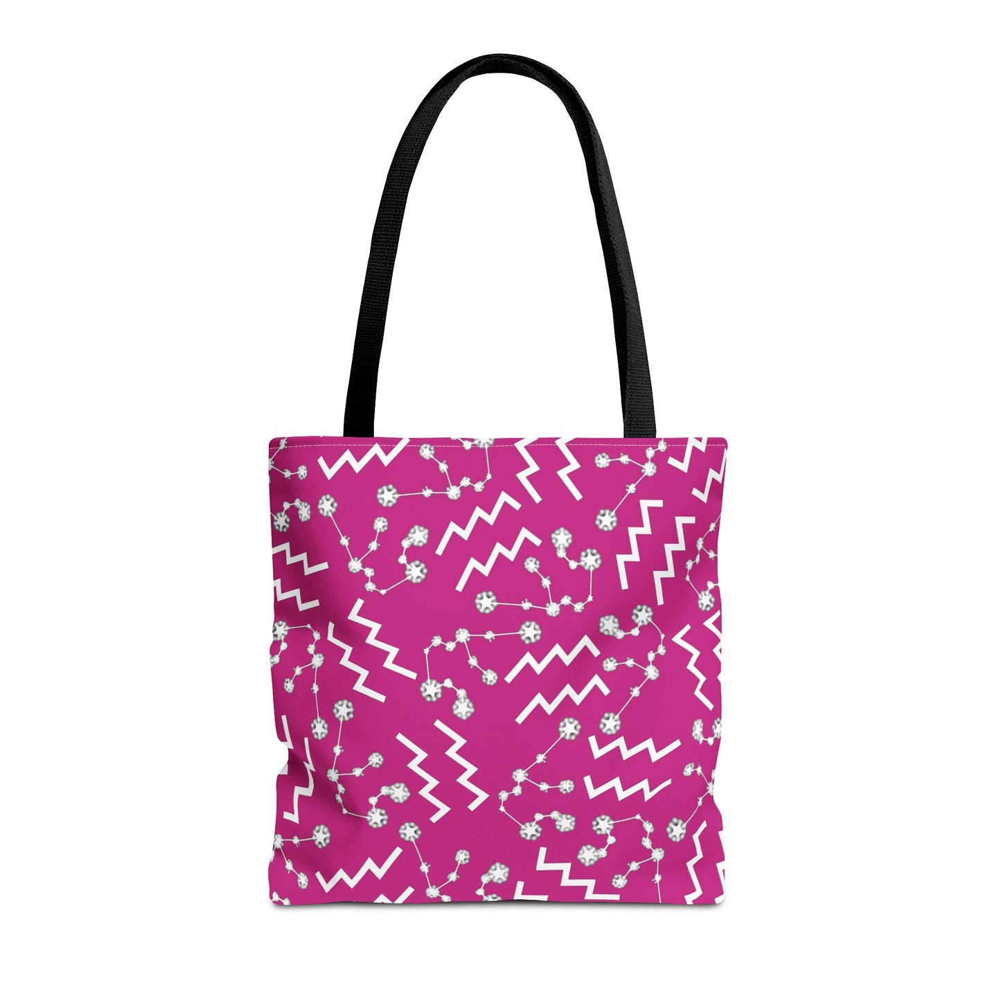 Tote Bag, Aquarius Zodiac Sign, AOP, (Pink, White)