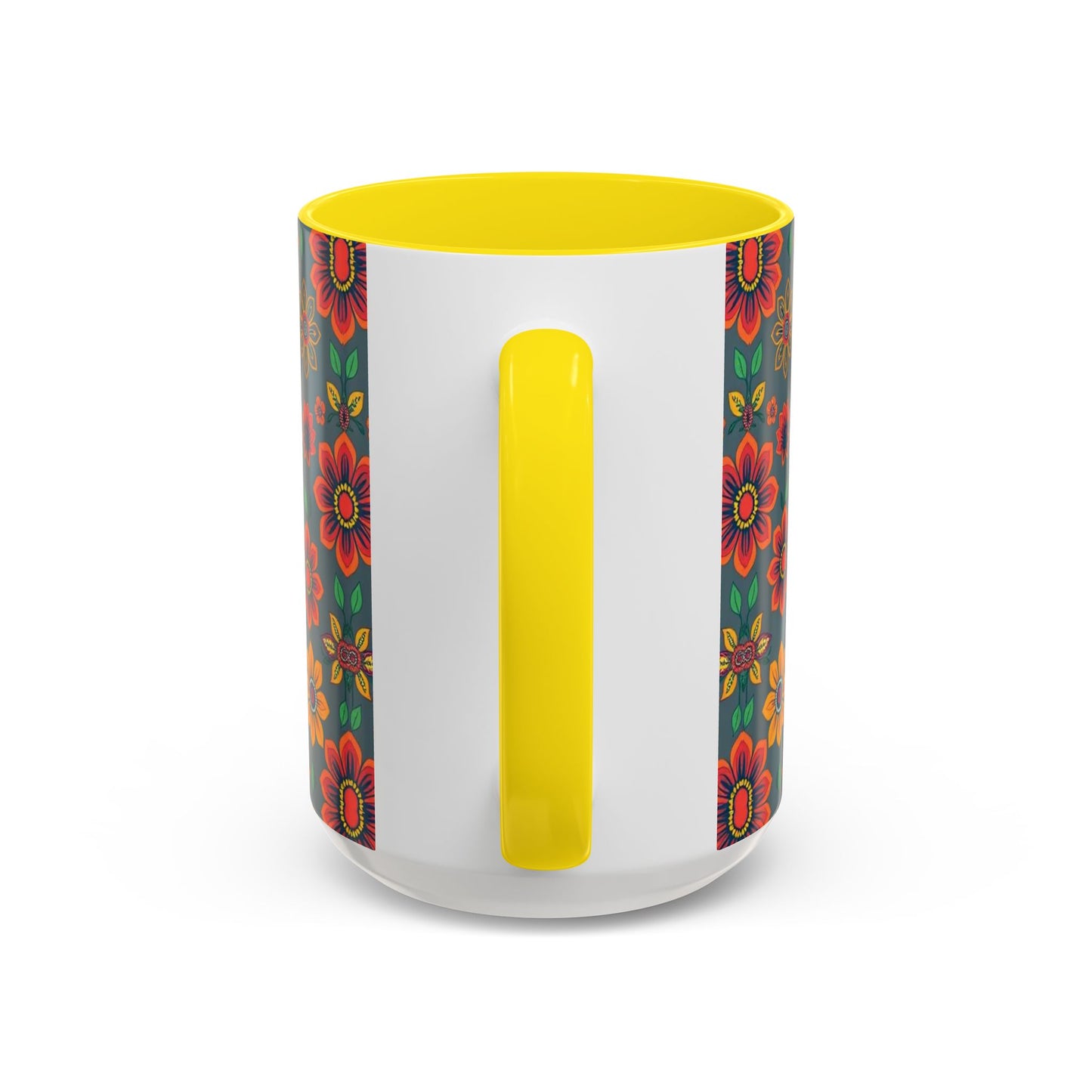 Accent Coffee Mug, Aries, Zodiac v4, Flower Pattern, (11, 15oz)