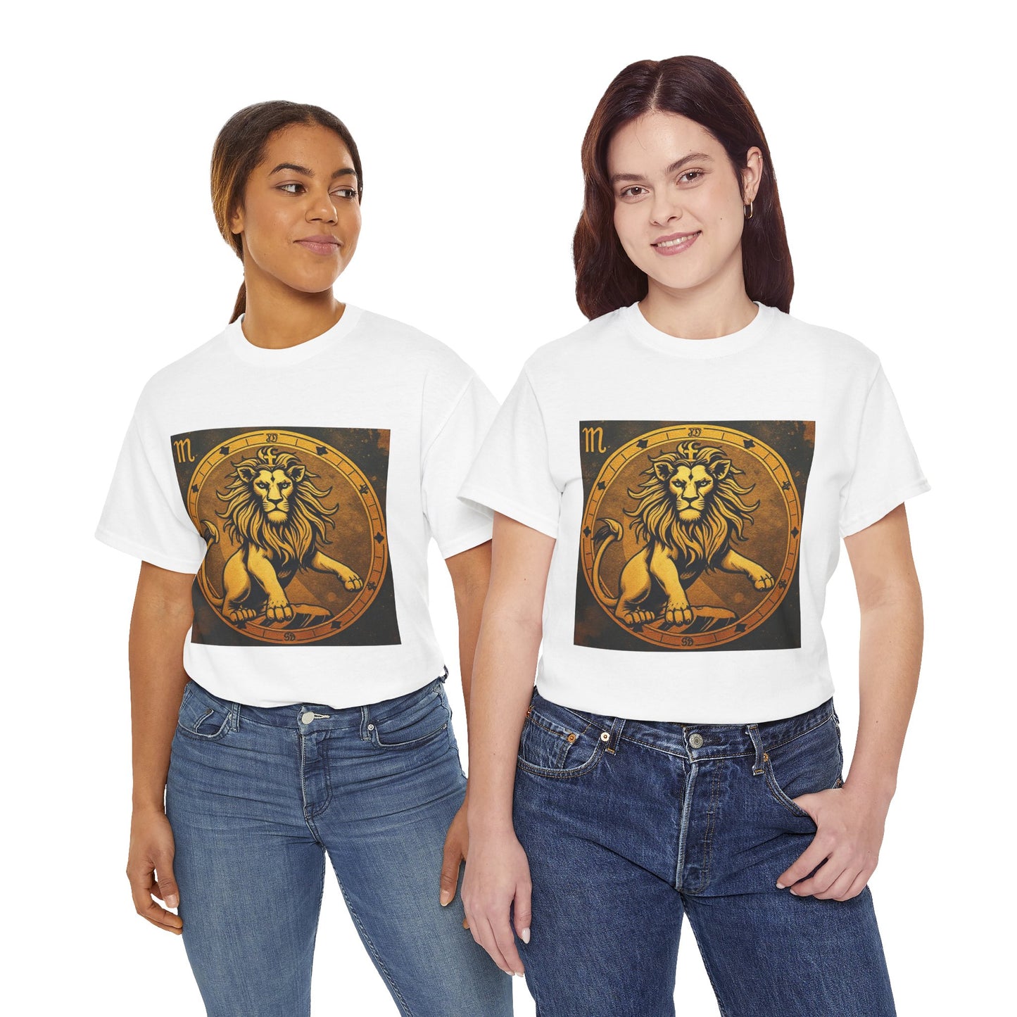 Unisex Heavy Cotton T-Shirt, Gold Lion v1, Leo Zodiac Design