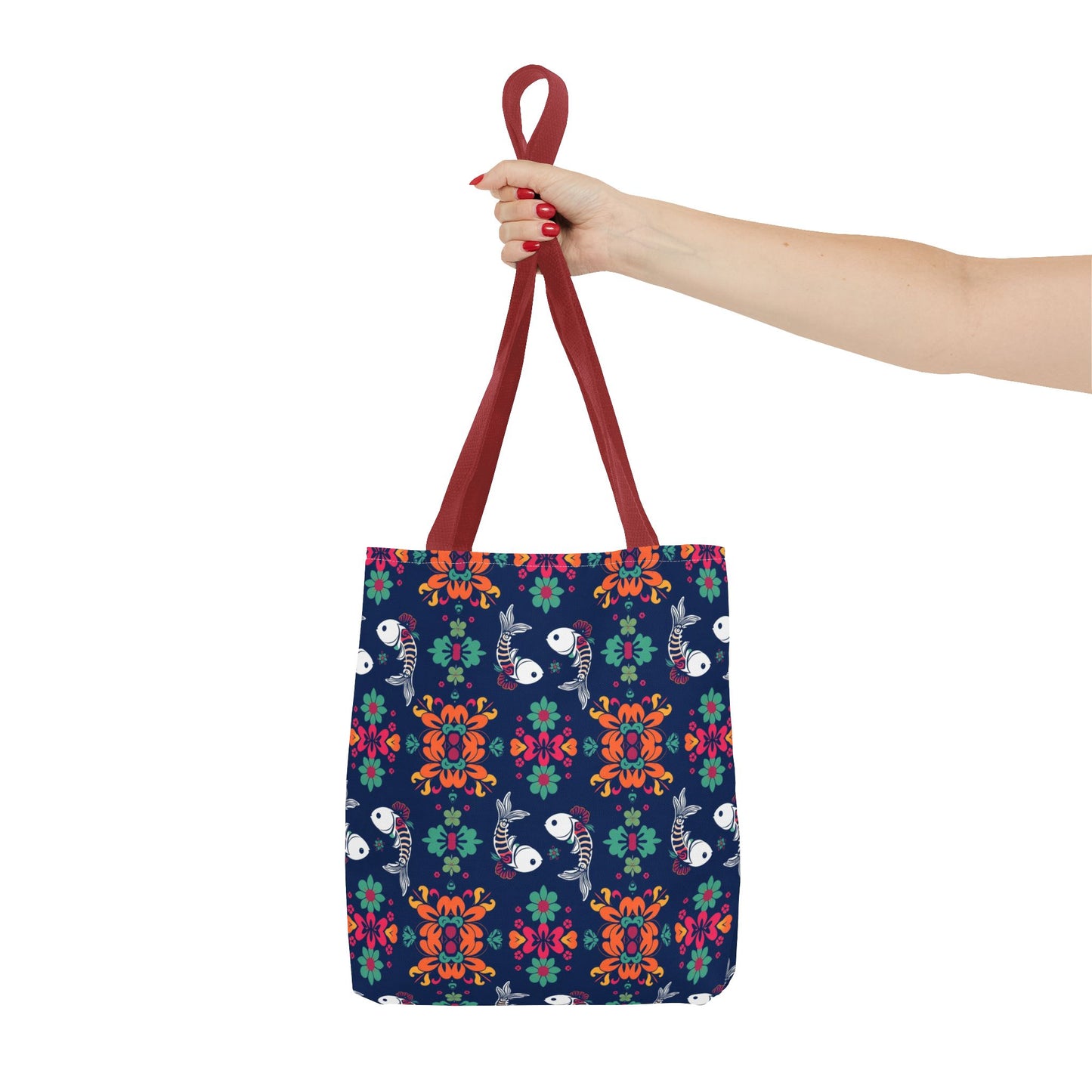 Tote Bag (AOP), Pisces, Zodiac, Flower Pattern