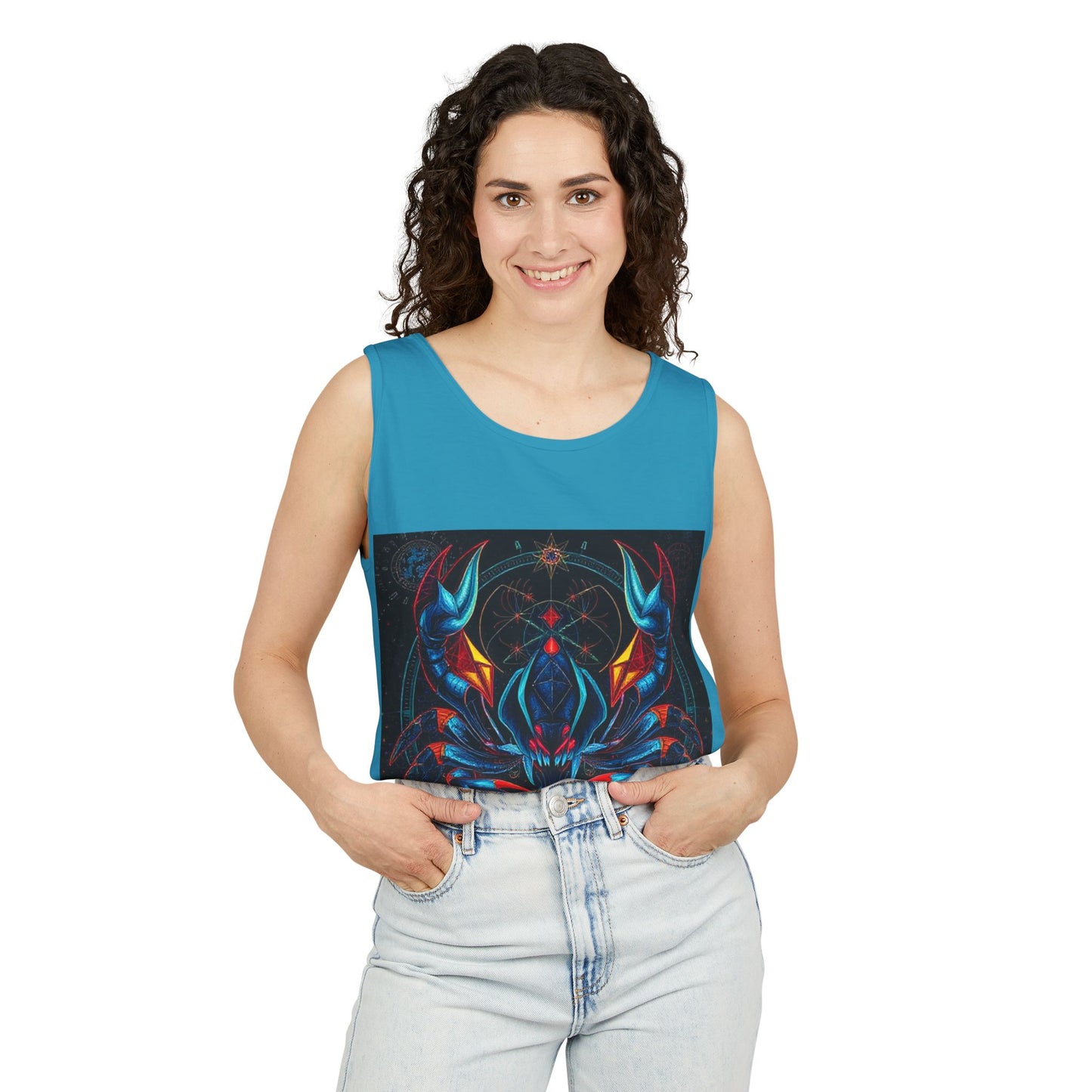 Unisex Garment-Dyed, Tank Top, Scorpio Design, Pop Art v1, 100% US cotton