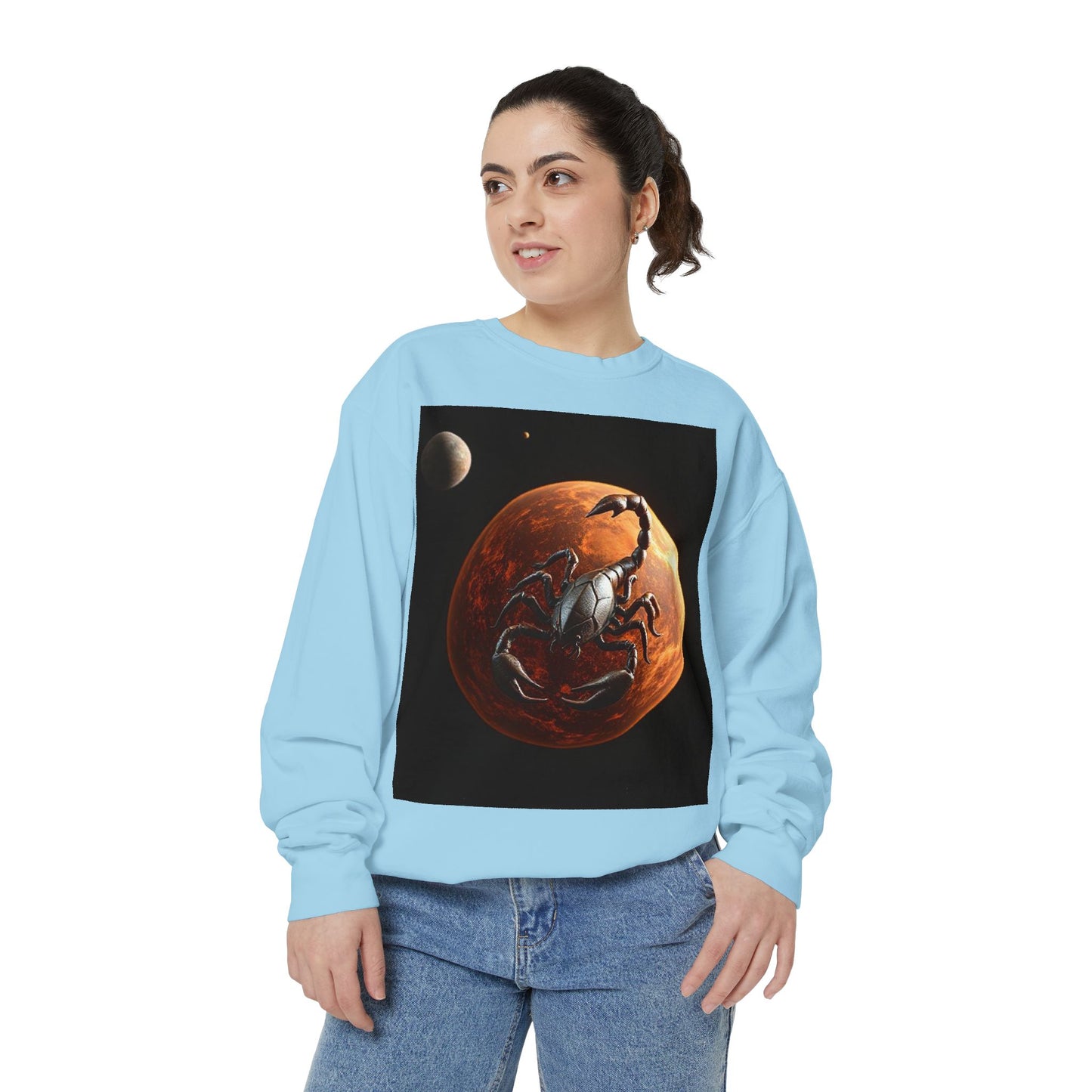 Garment-Dyed Sweatshirt, Unisex, Space Animal Design, Scorpio