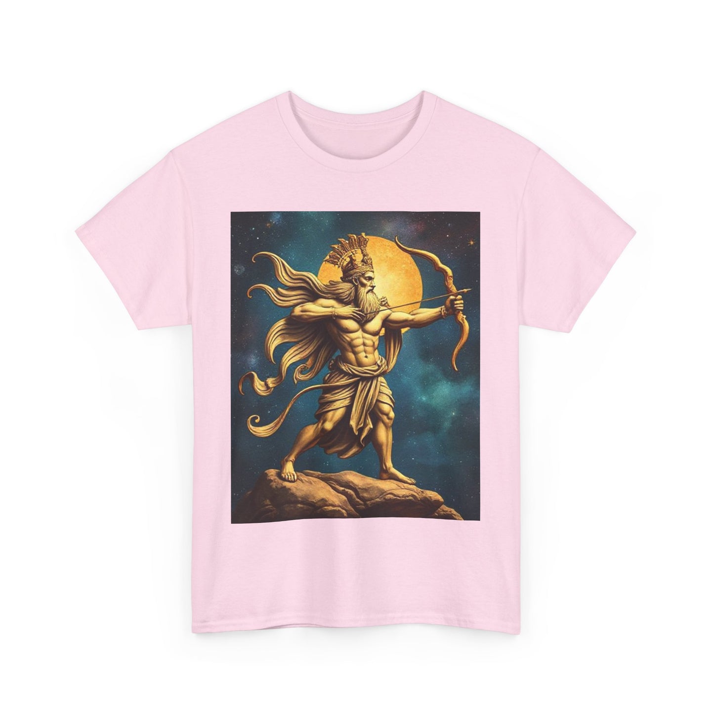 Unisex Heavy Cotton T-Shirt, Midnight Arrow, Sagittarius Zodiac Design