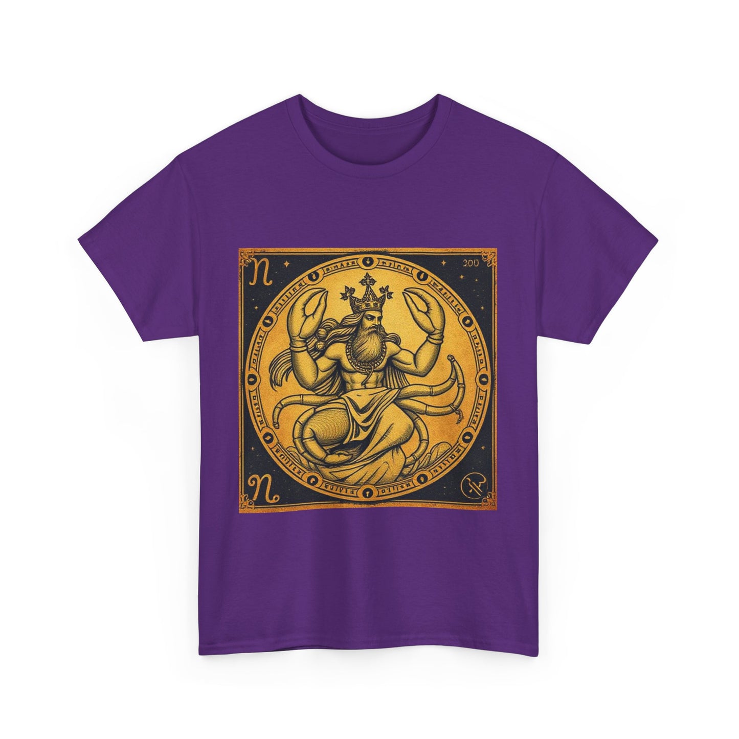 Unisex Heavy Cotton T-Shirt, Crab King v1, Cancer Zodiac Design