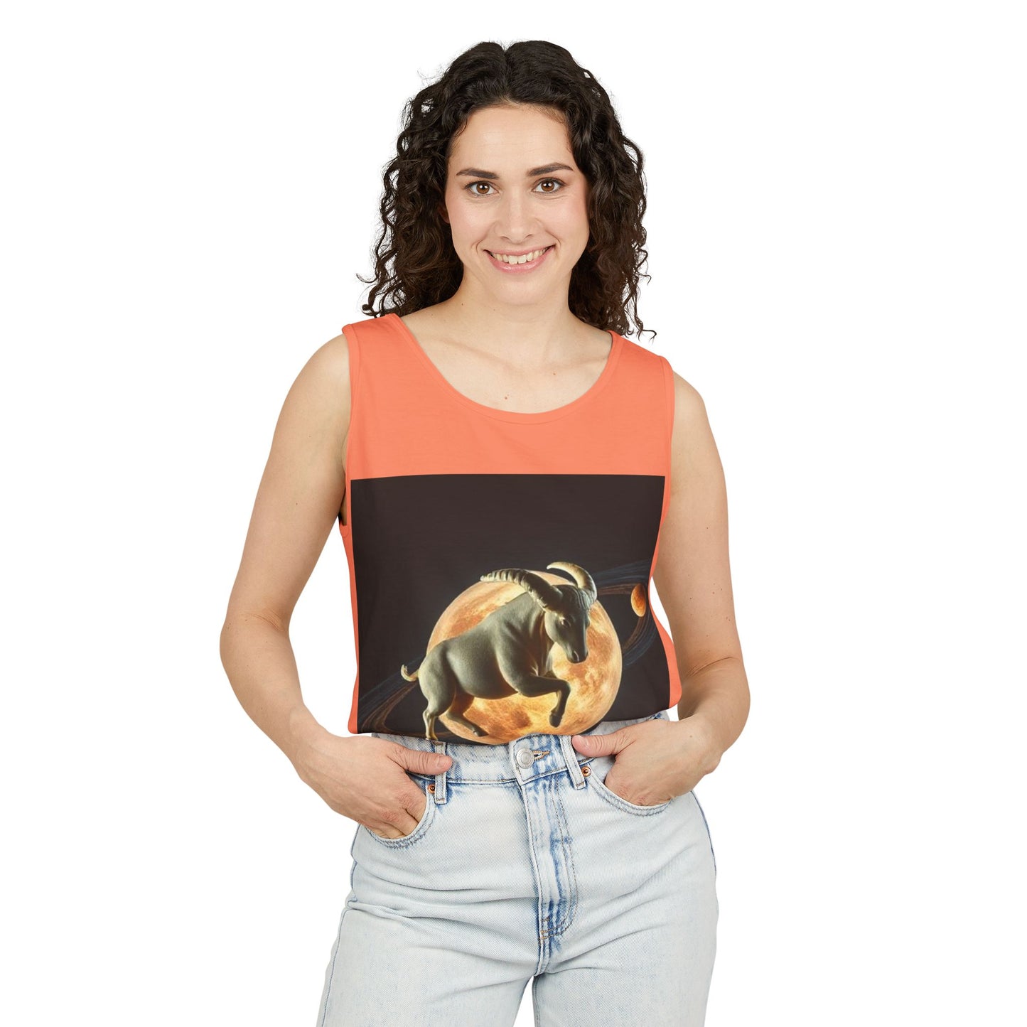 Unisex Garment-Dyed, Tank Top, Taurus Design, Planet Animal, 100% US cotton