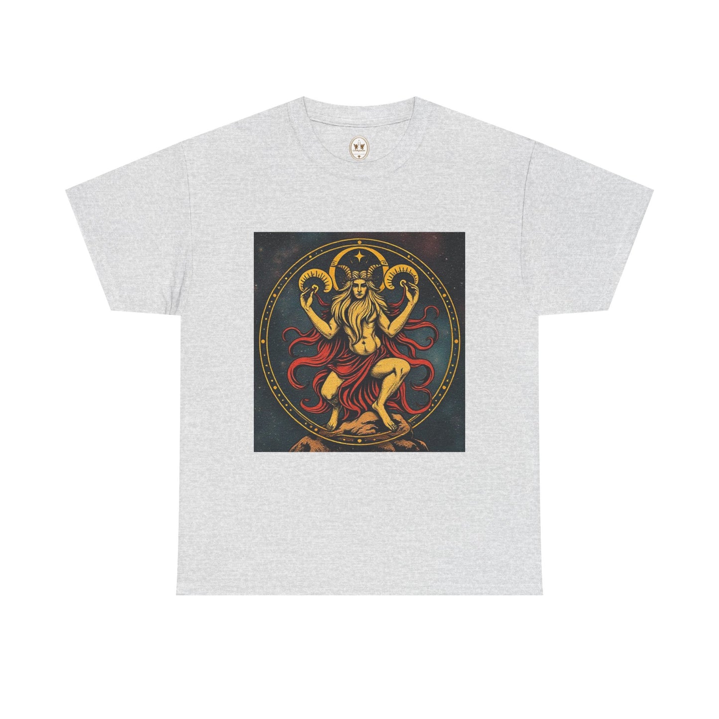 Unisex Heavy Cotton T-Shirt, Aries God 2v, Zodiac Design