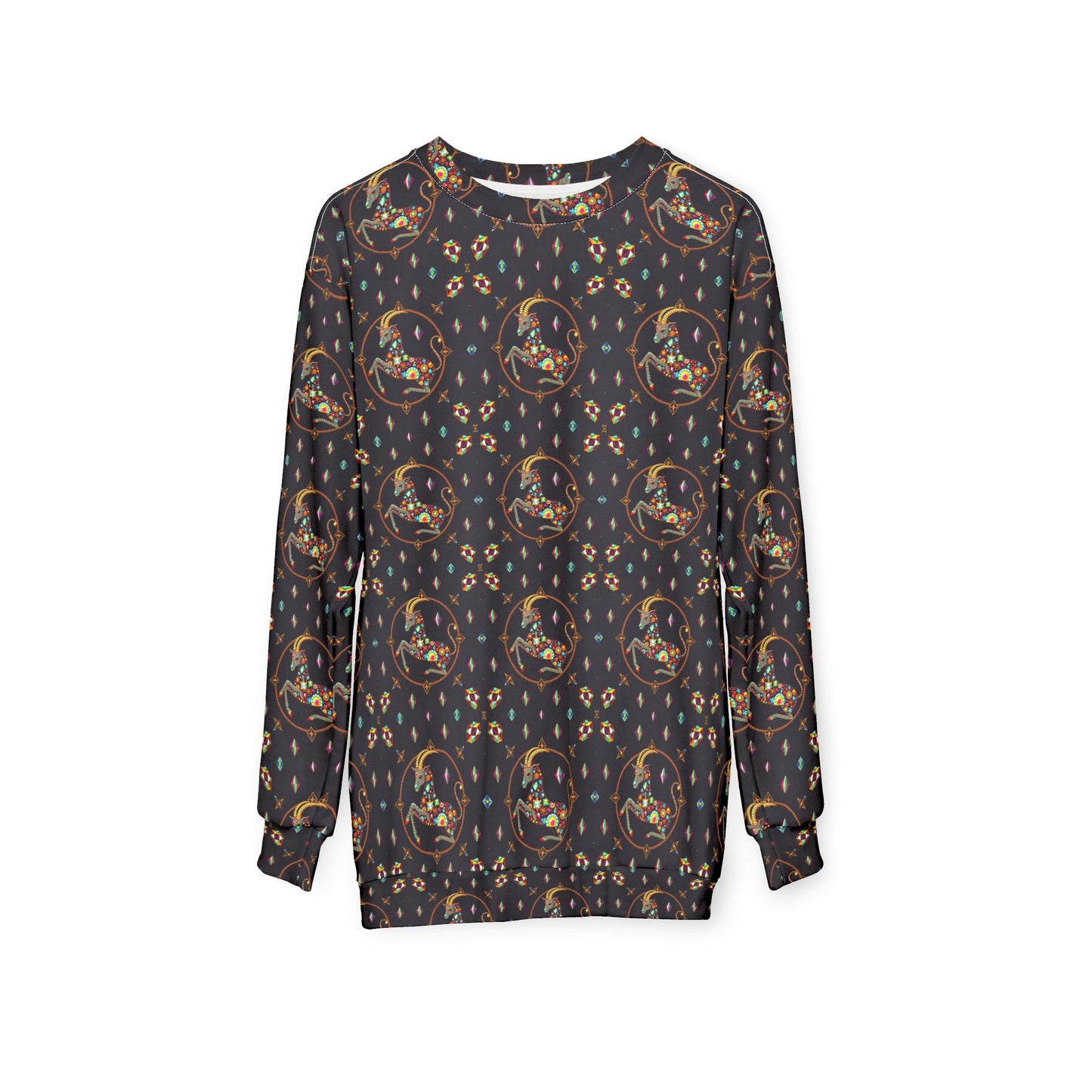 Unisex Sweatshirt (AOP), Capricorn, Zodiac v4, Jewel Pattern