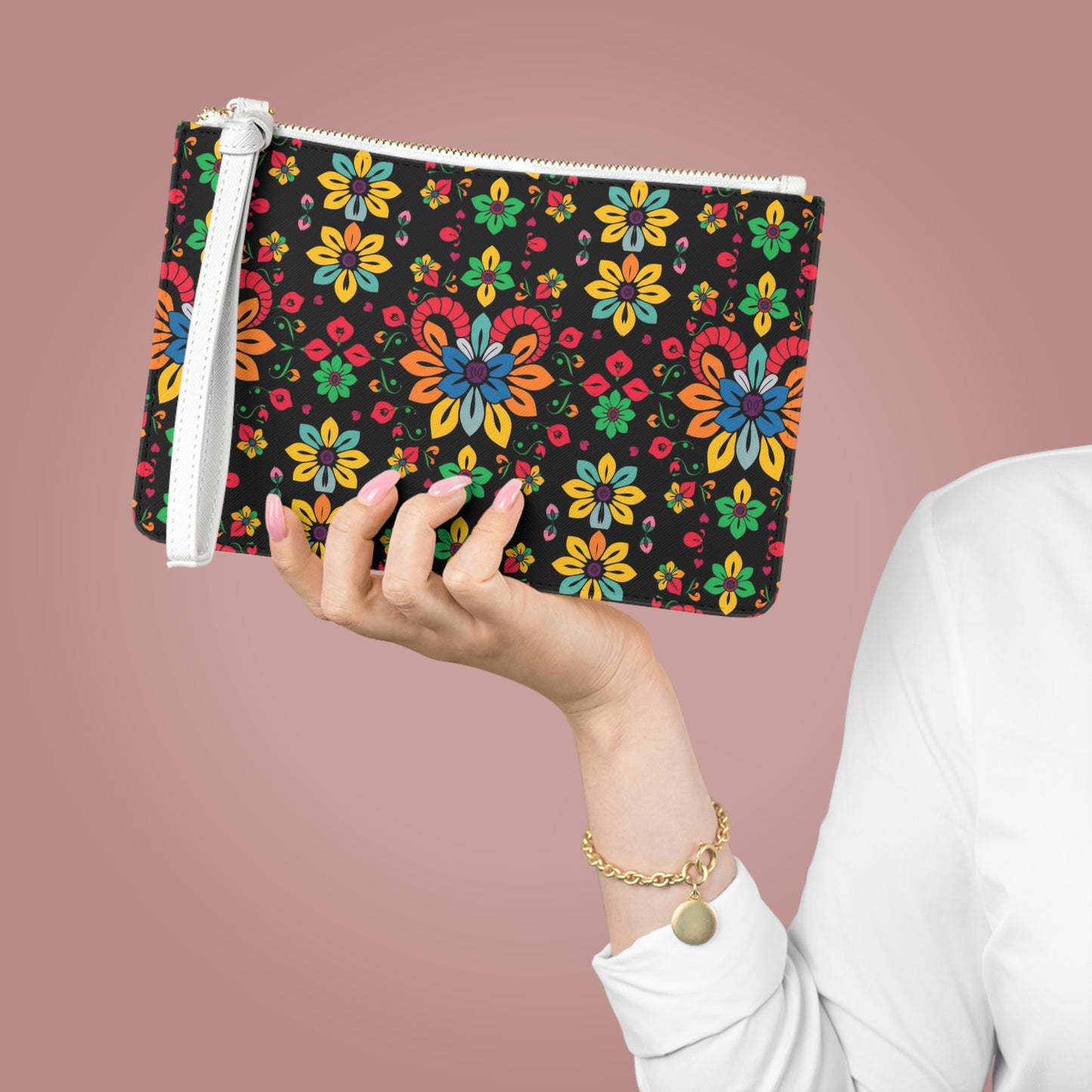 Clutch Bag, Aries, Zodiac v2, Flower Pattern