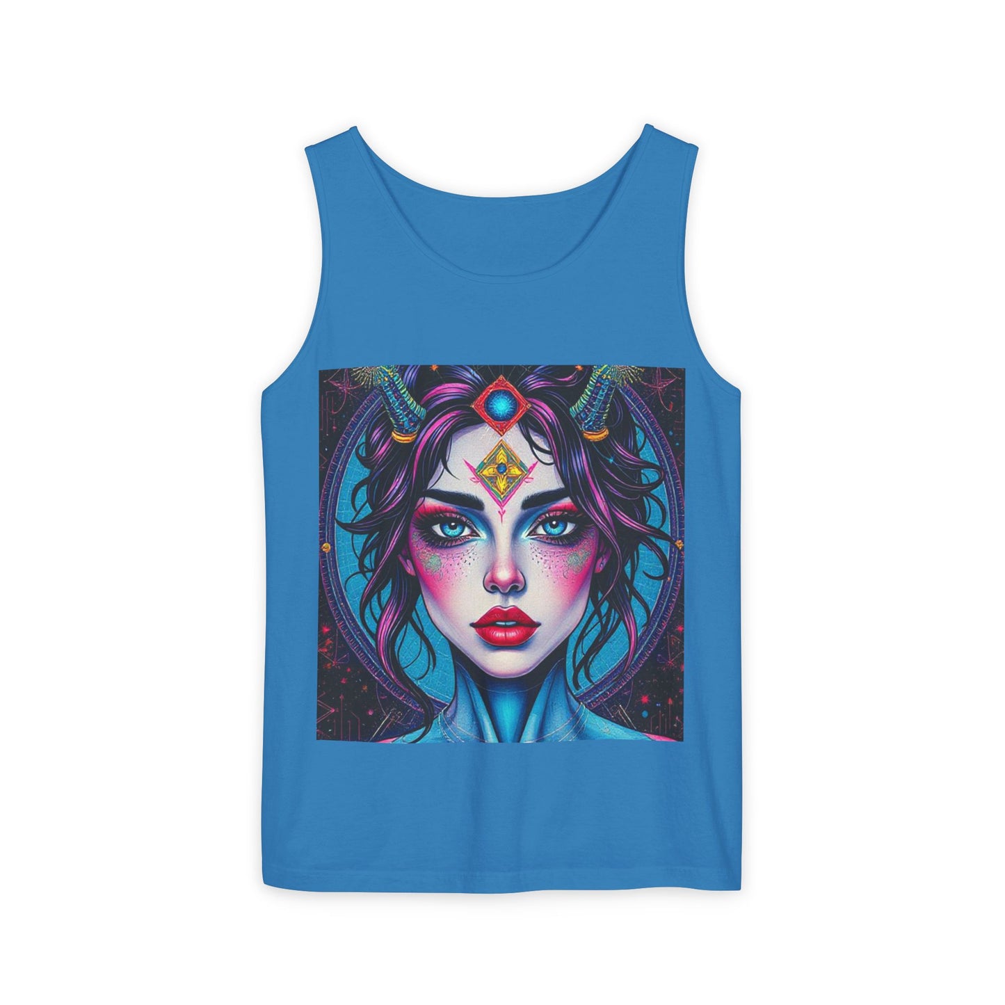Unisex Garment-Dyed, Tank Top, Aquarius Design, Pop Art, 100% Ringspun US cotton