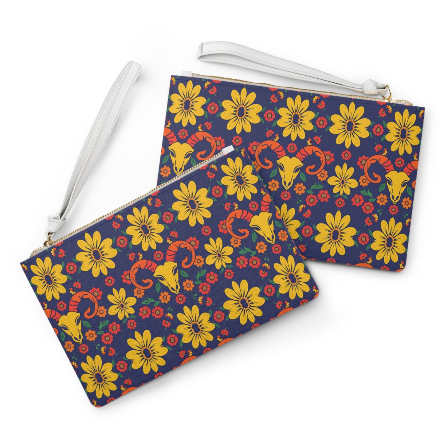 Clutch Bag, Aries, Zodiac v4, Flower Pattern