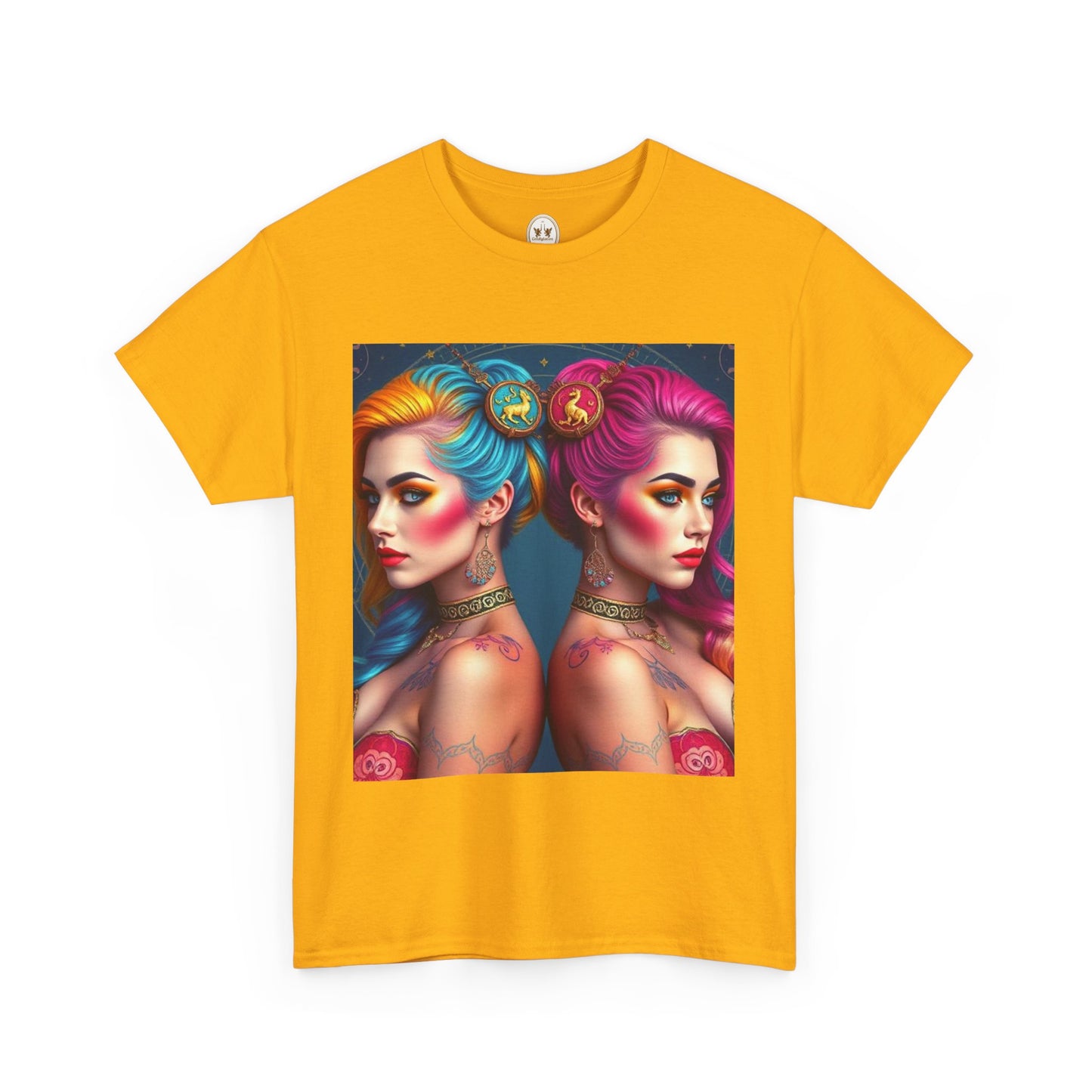 Unisex Heavy Cotton T-Shirt, Gemini, Zodiac v2, Sexy Art
