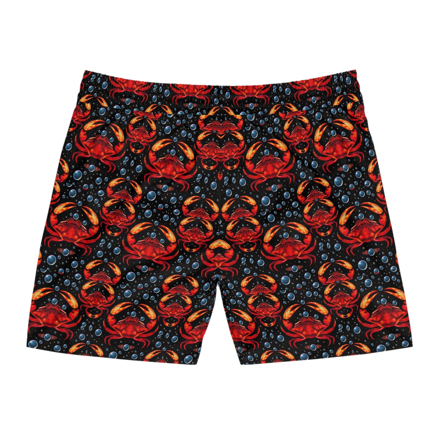Men's Mid-Length Swim Shorts, (AOP), Cancer, Zodiac, Bubble Pattern