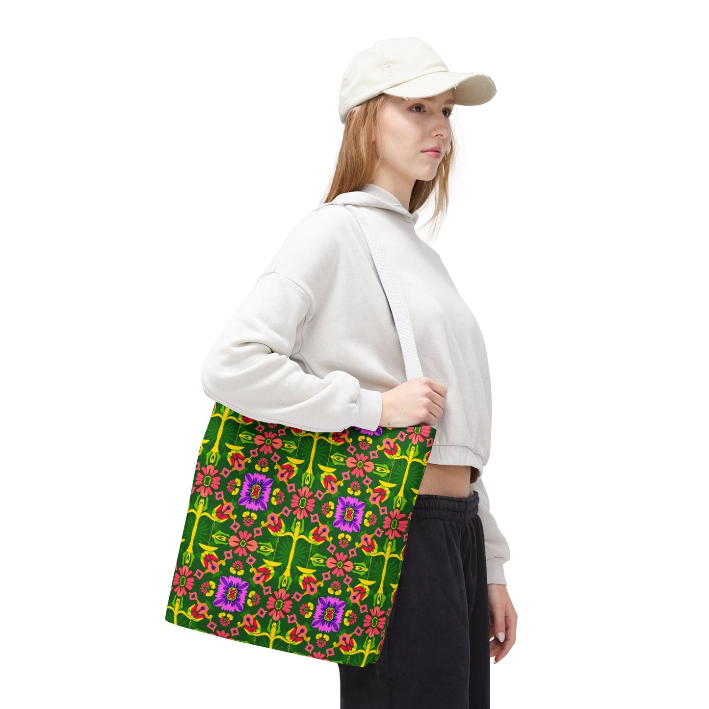 Tote Bag (AOP), Libra, Zodiac, Flower Pattern