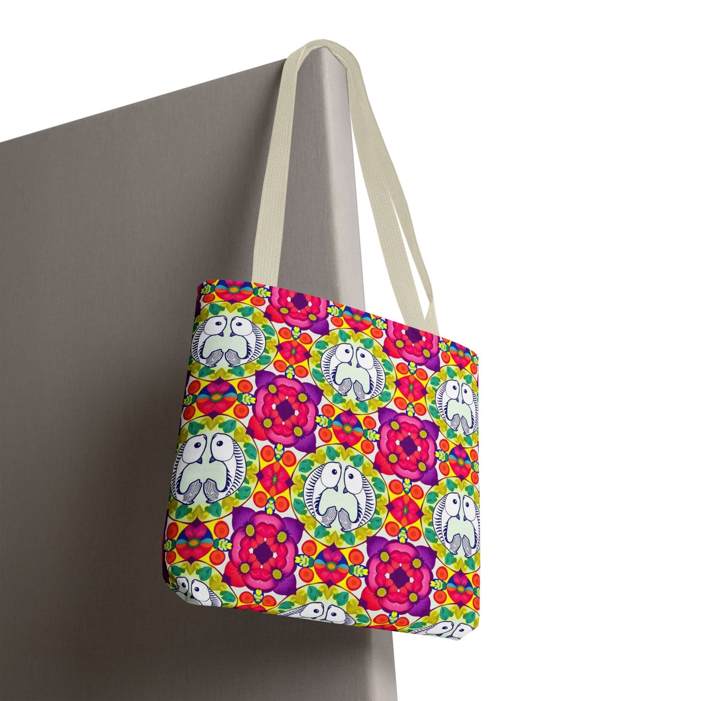 Tote Bag, (AOP), Pisces, Zodiac v4, Flower Pattern