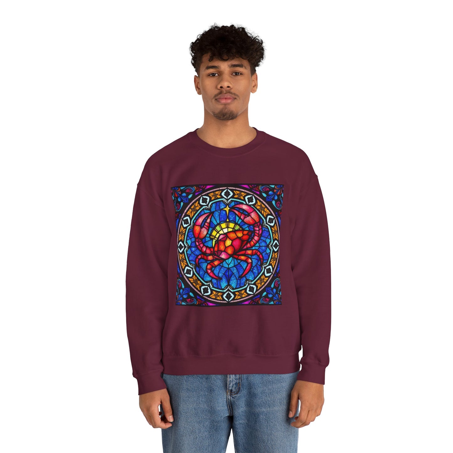 Unisex Heavy Blend™ Crewneck Sweatshirt, Glass 1, Cancer Zodiac Design