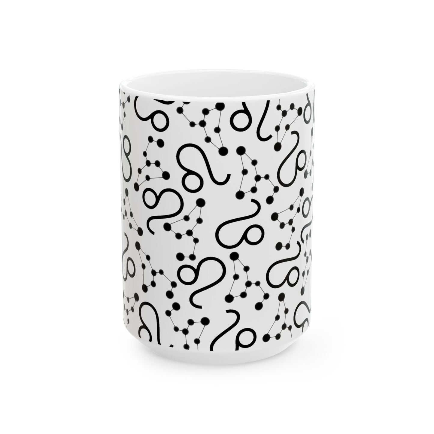 Ceramic Mug, (11oz, 15oz), Ceramic Coffee Mug, AOP, Leo Zodiac Design