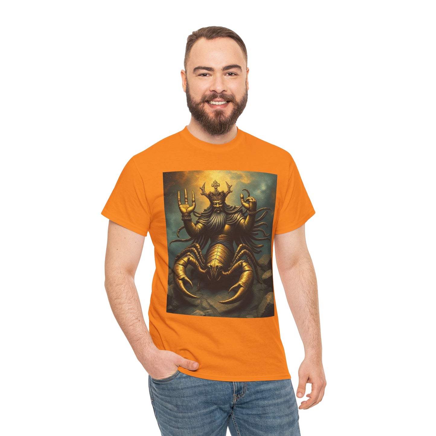 Unisex Heavy Cotton T-Shirt, Desert Scorpio King v1, Zodiac Design