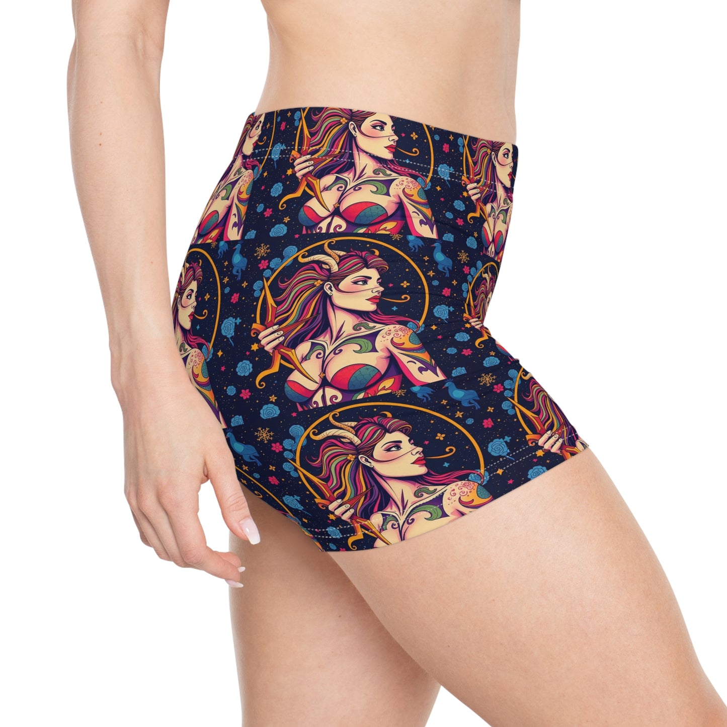 Women's Shorts, (AOP), Sagittarius, Zodiac v1, Sexy Pattern