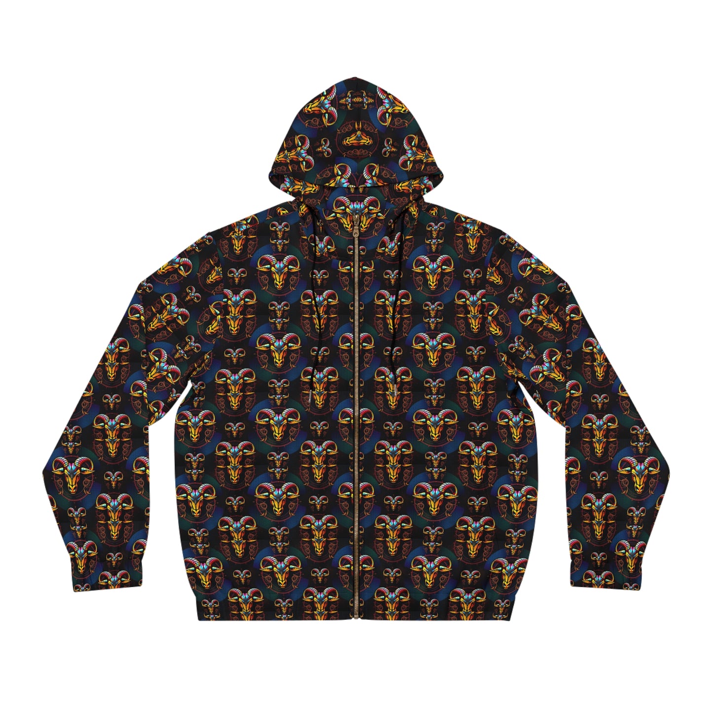 Full-Zip Hoodie (AOP), Taurus, Zodiac v1, Pattern