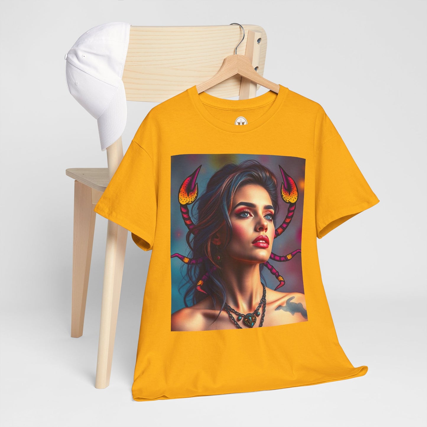 Unisex Heavy Cotton T-Shirt, Scorpio, Zodiac v2, Sexy Art
