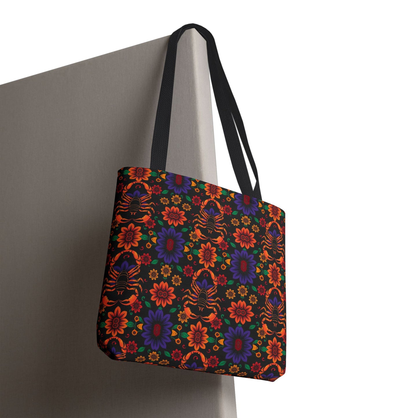 Tote Bag, (AOP), Scorpio, Zodiac v6, Flower Pattern