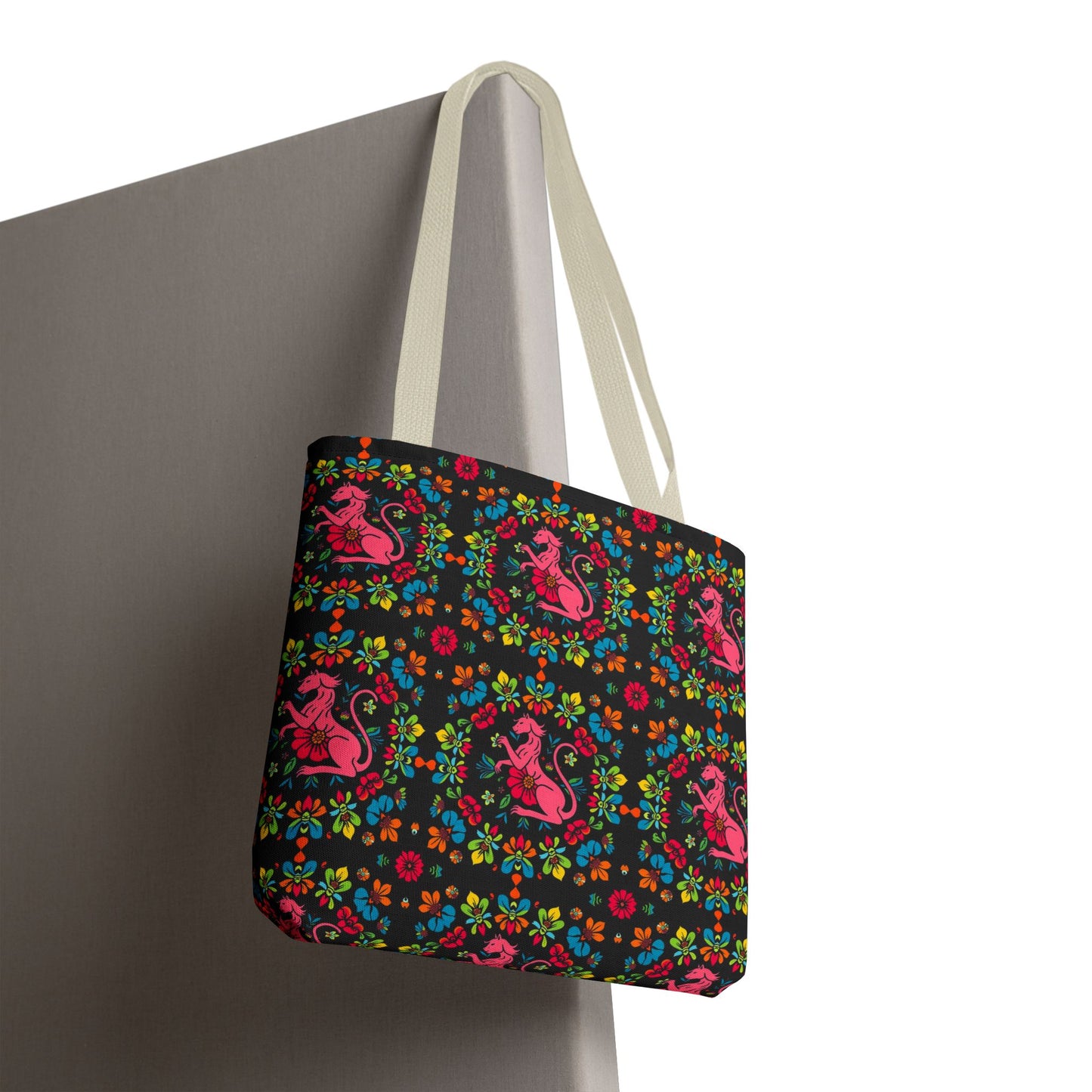 Tote Bag, (AOP), Virgo, Zodiac v6, Flower Pattern