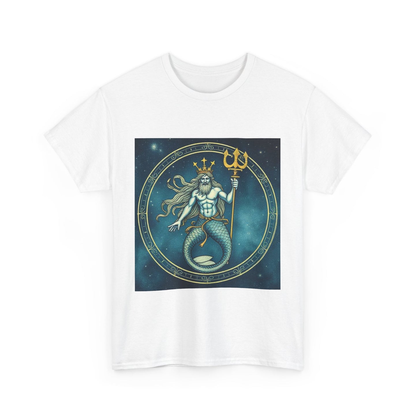 Unisex Heavy Cotton T-Shirt, Aquarius God 6v, Zodiac Design