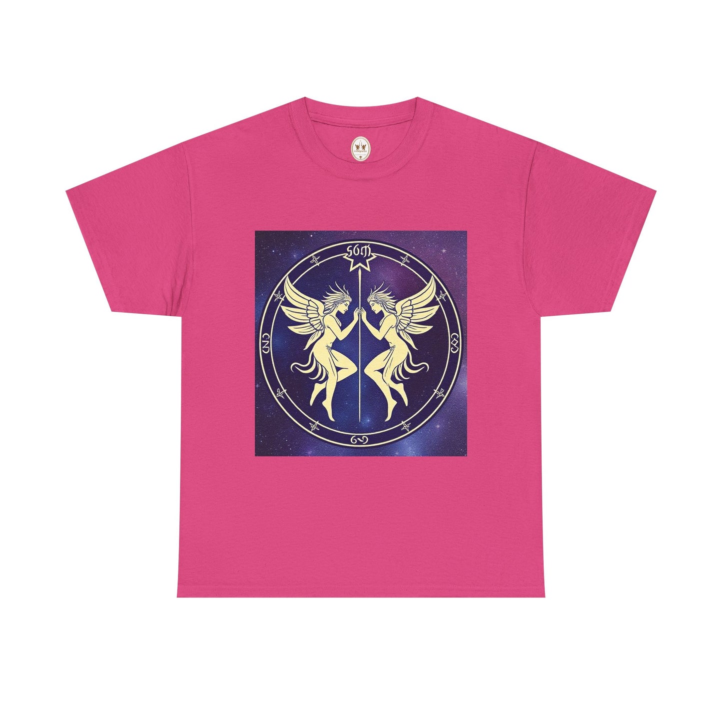 Unisex Heavy Cotton T-Shirt, Space Angel Twins, Gemini Zodiac Design