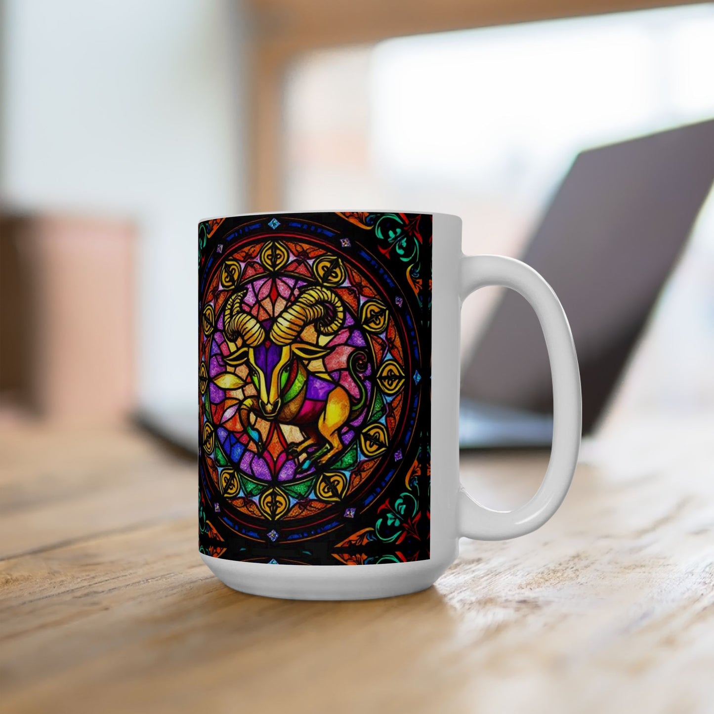 Ceramic Mug, (11oz, 15oz), Ceramic Coffee Mug, AOP, Glass Design, Taurus Zodiac