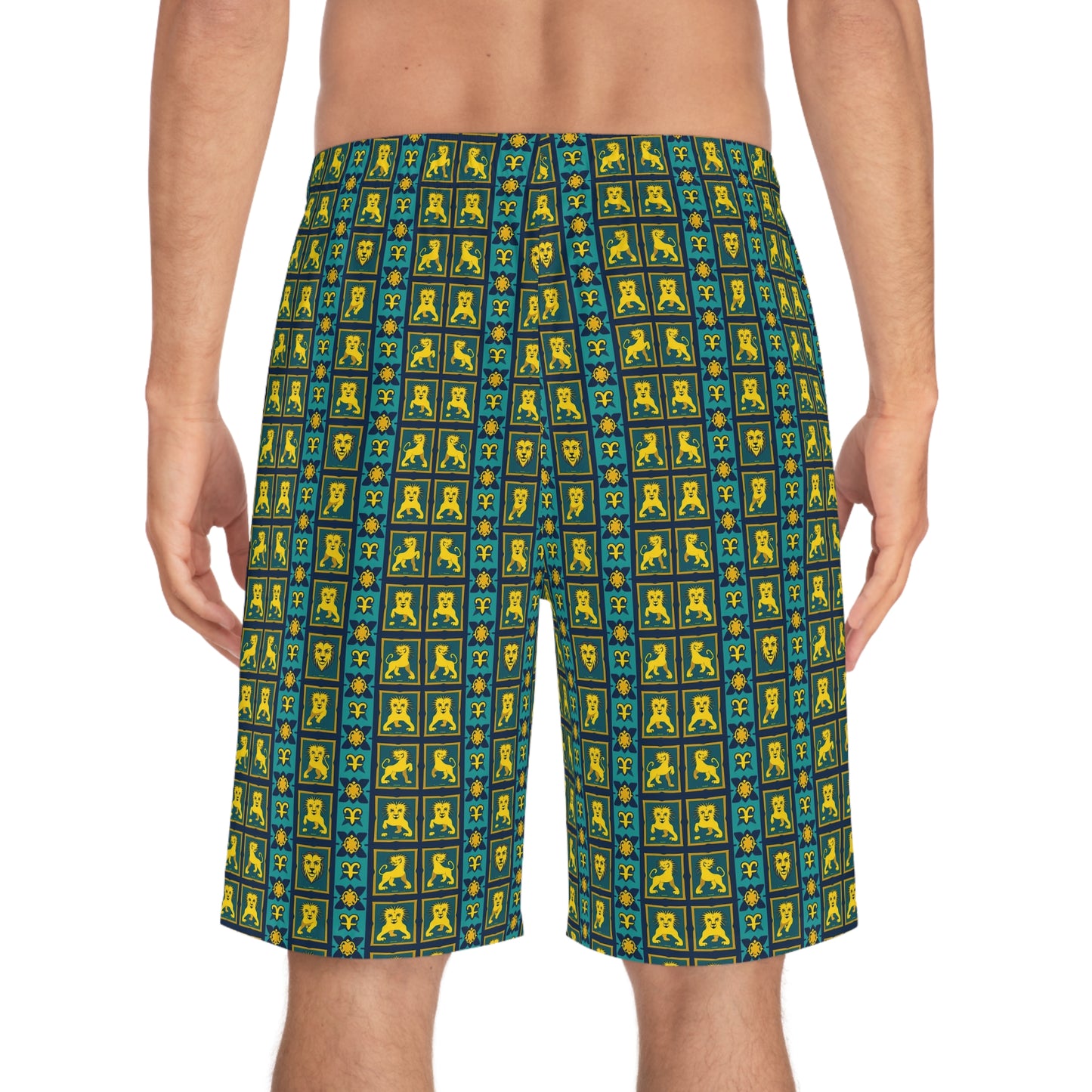 Men's Board Shorts, (AOP), Leo, Zodiac, Shape Pattern