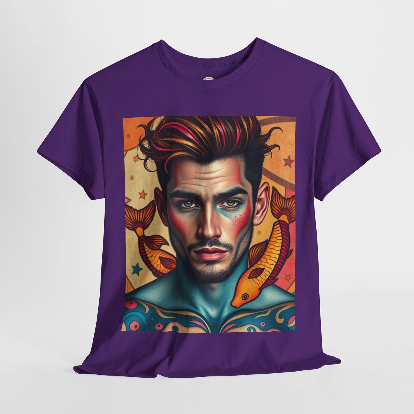 Unisex Heavy Cotton T-Shirt, Pisces, Zodiac v2, Sexy Art