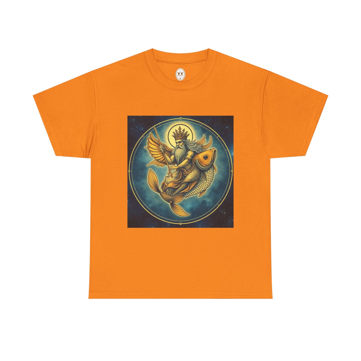 Unisex Heavy Cotton T-Shirt, Pisces King. Zodiac Design