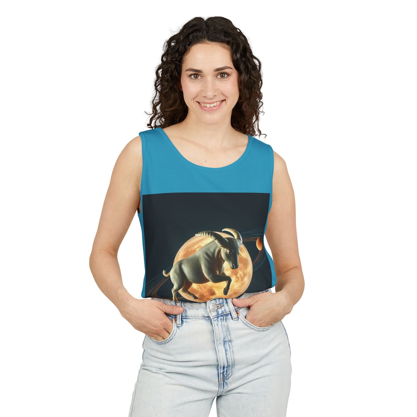 Unisex Garment-Dyed, Tank Top, Taurus Design, Planet Animal, 100% US cotton
