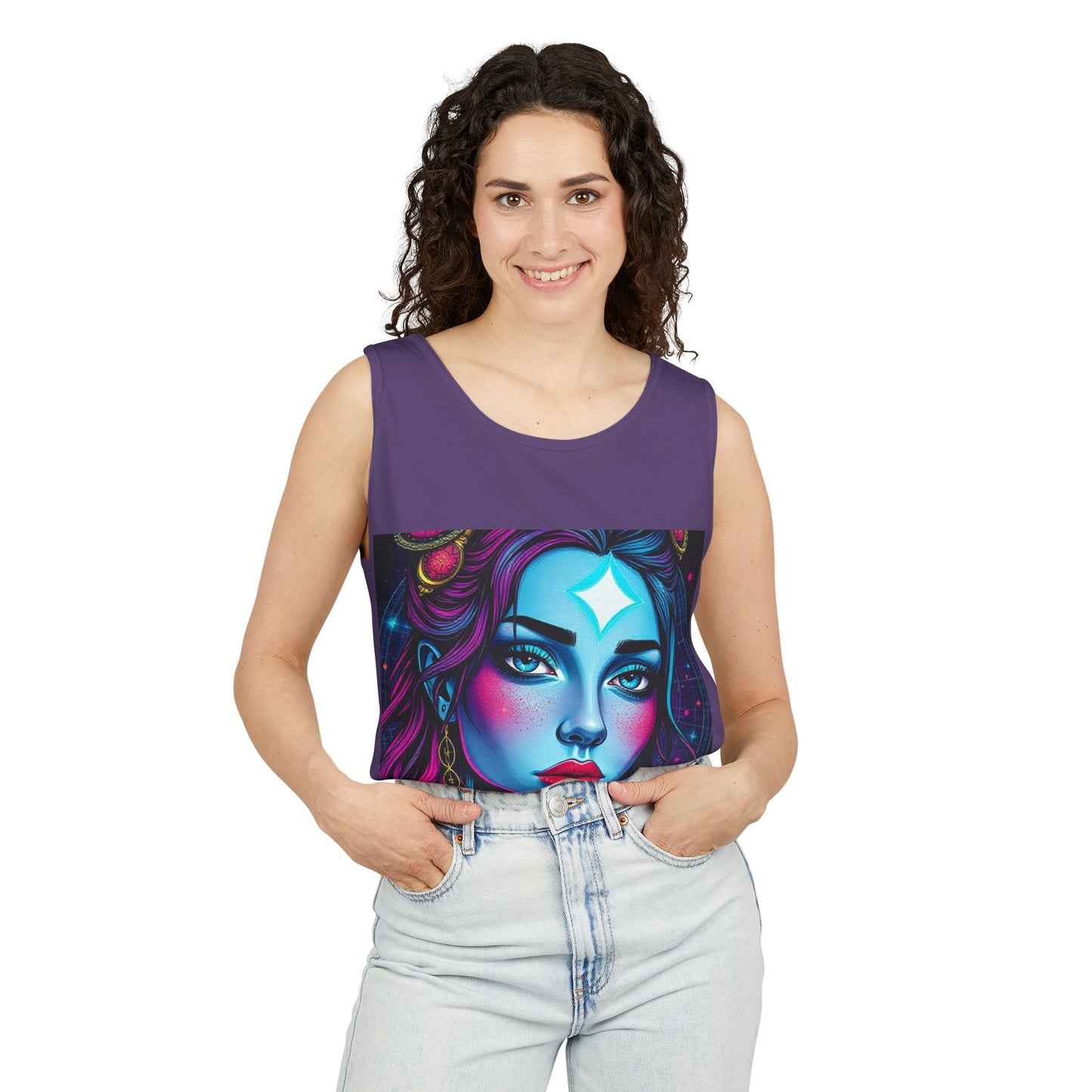 Unisex Garment-Dyed, Tank Top, Gemini, Pop Art, 100% US cotton