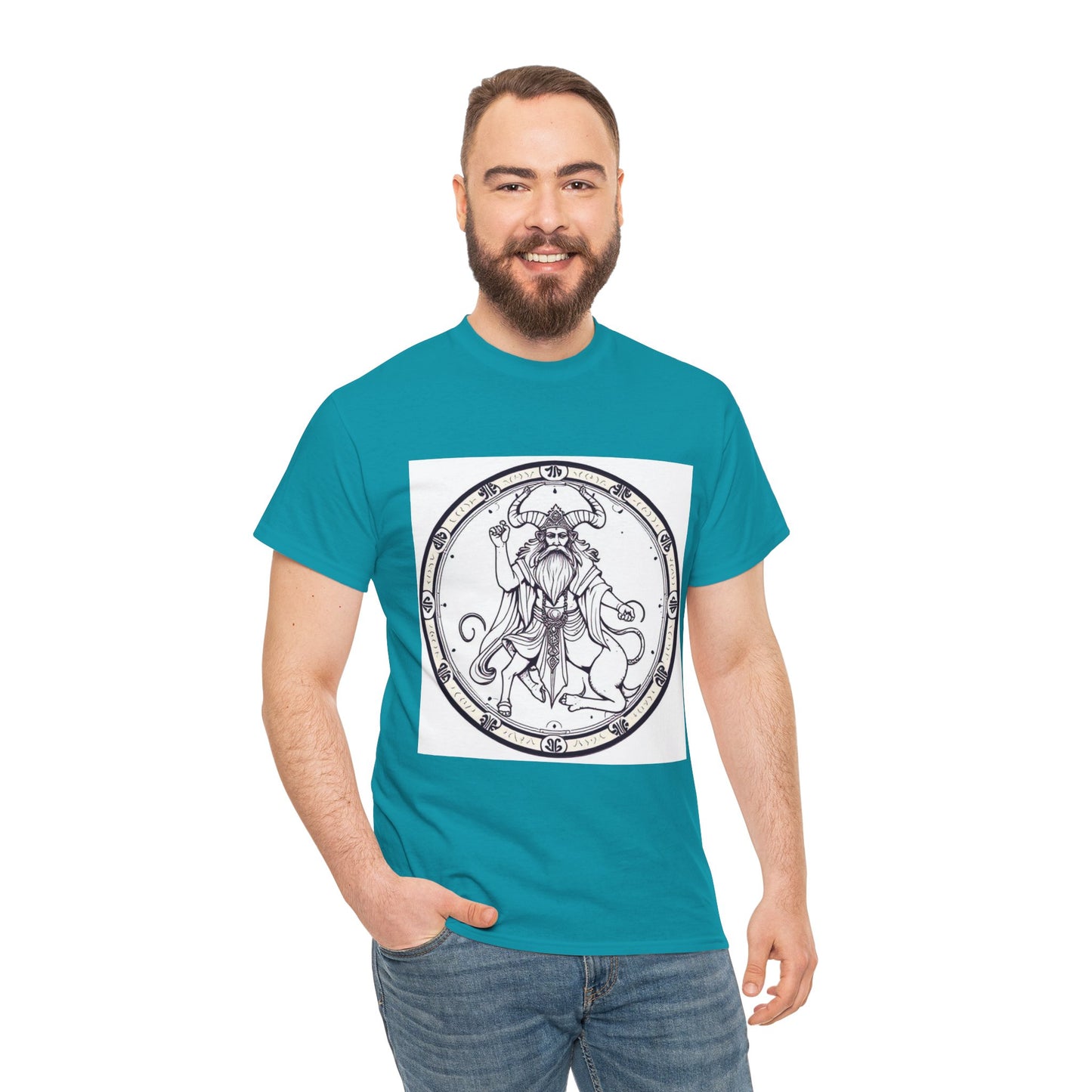 Unisex Heavy Cotton T-Shirt, Bull Centaur v1, Taurus Zodiac Design
