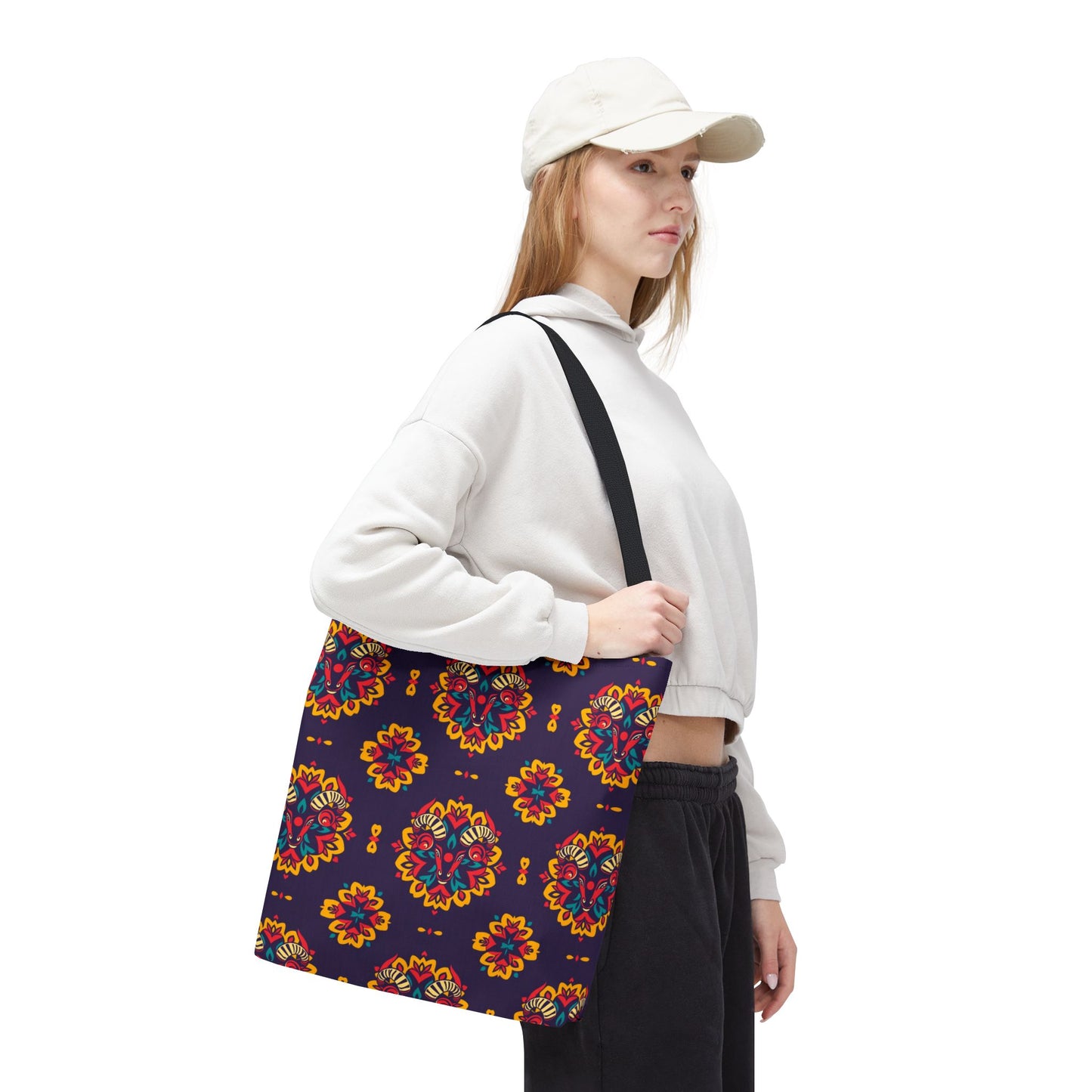 Tote Bag, (AOP), Taurus, Zodiac v6, Flower Pattern