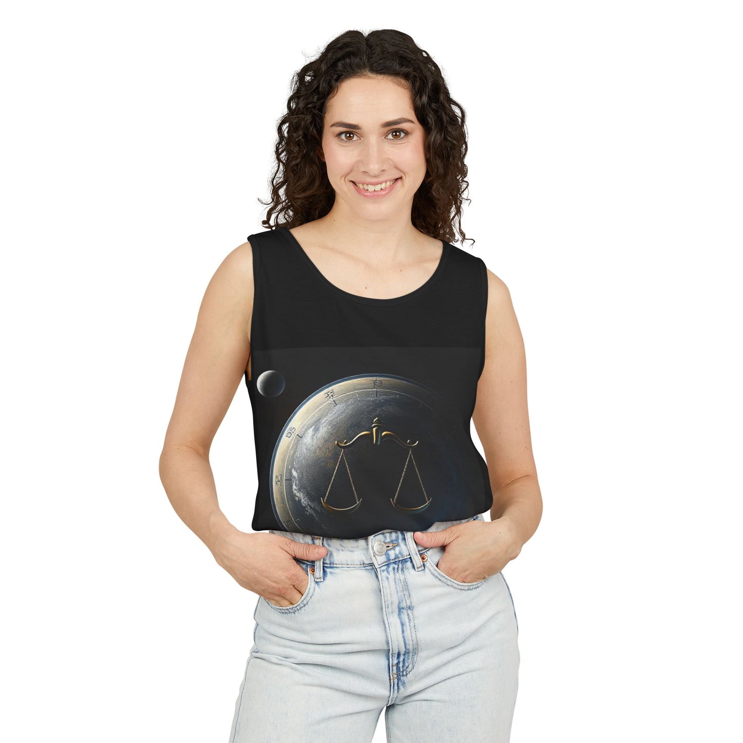 Unisex Garment-Dyed, Tank Top, Libra Design, Space Scale v1, 100% US cotton