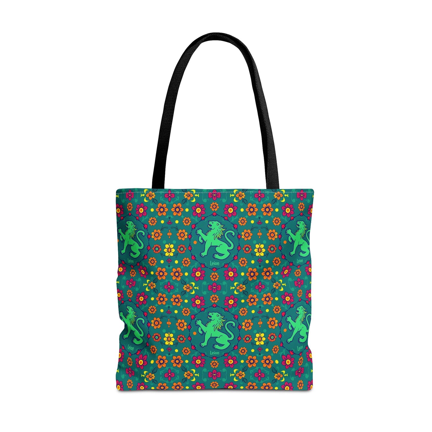 Tote Bag (AOP), Leo, Zodiac v1, Flower Pattern