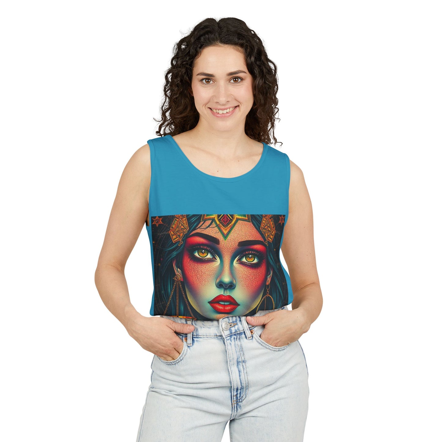 Unisex Garment-Dyed, Tank Top, Libra Design, Pop Art, 100% US cotton