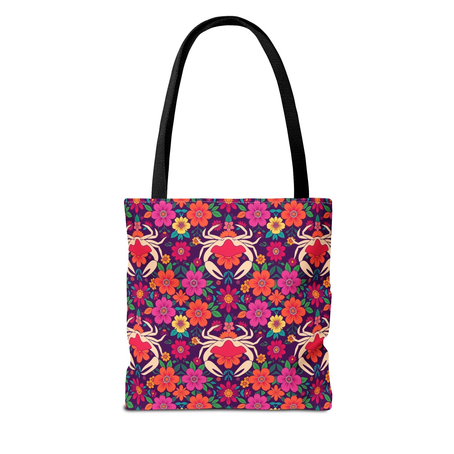 Tote Bag, (AOP), Cancer, Zodiac v5, Flower Pattern