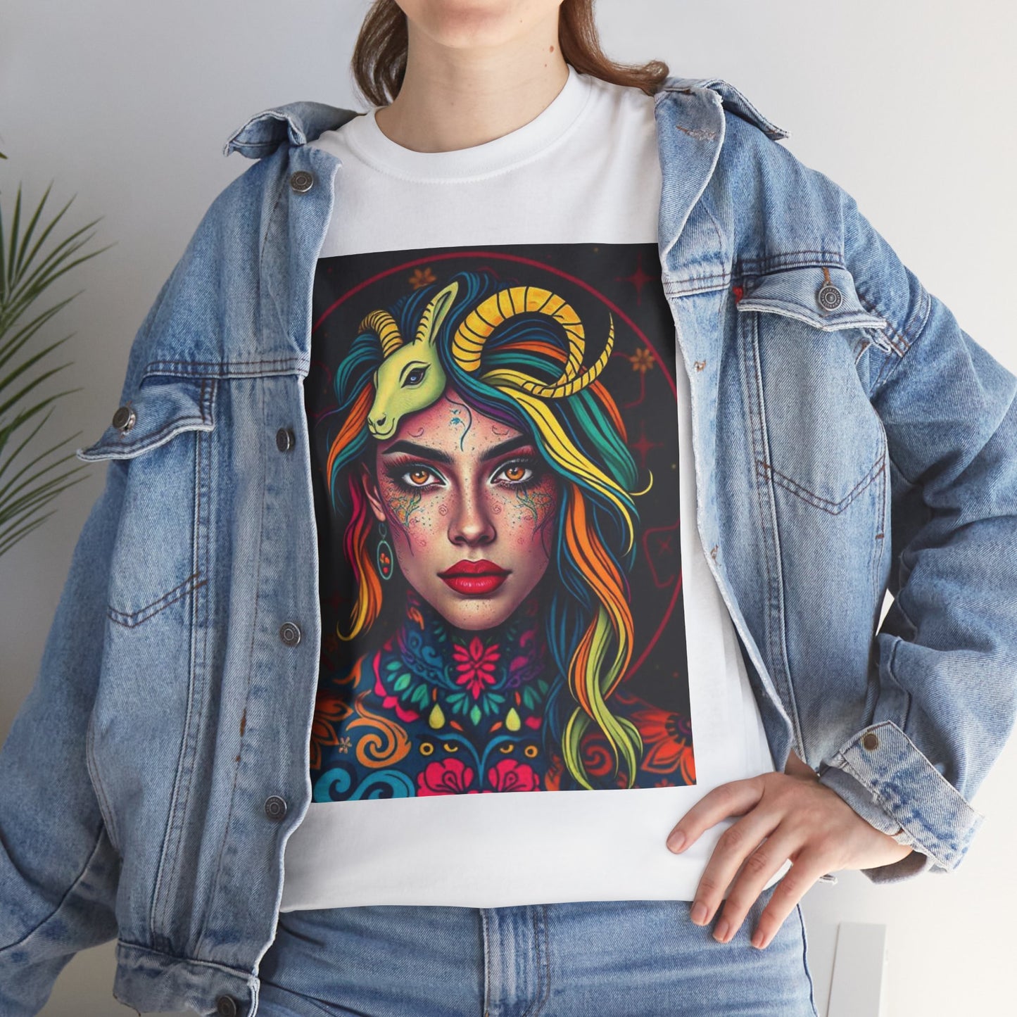 Unisex Heavy Cotton T-Shirt, Capricorn, Zodiac v2, Sexy Art