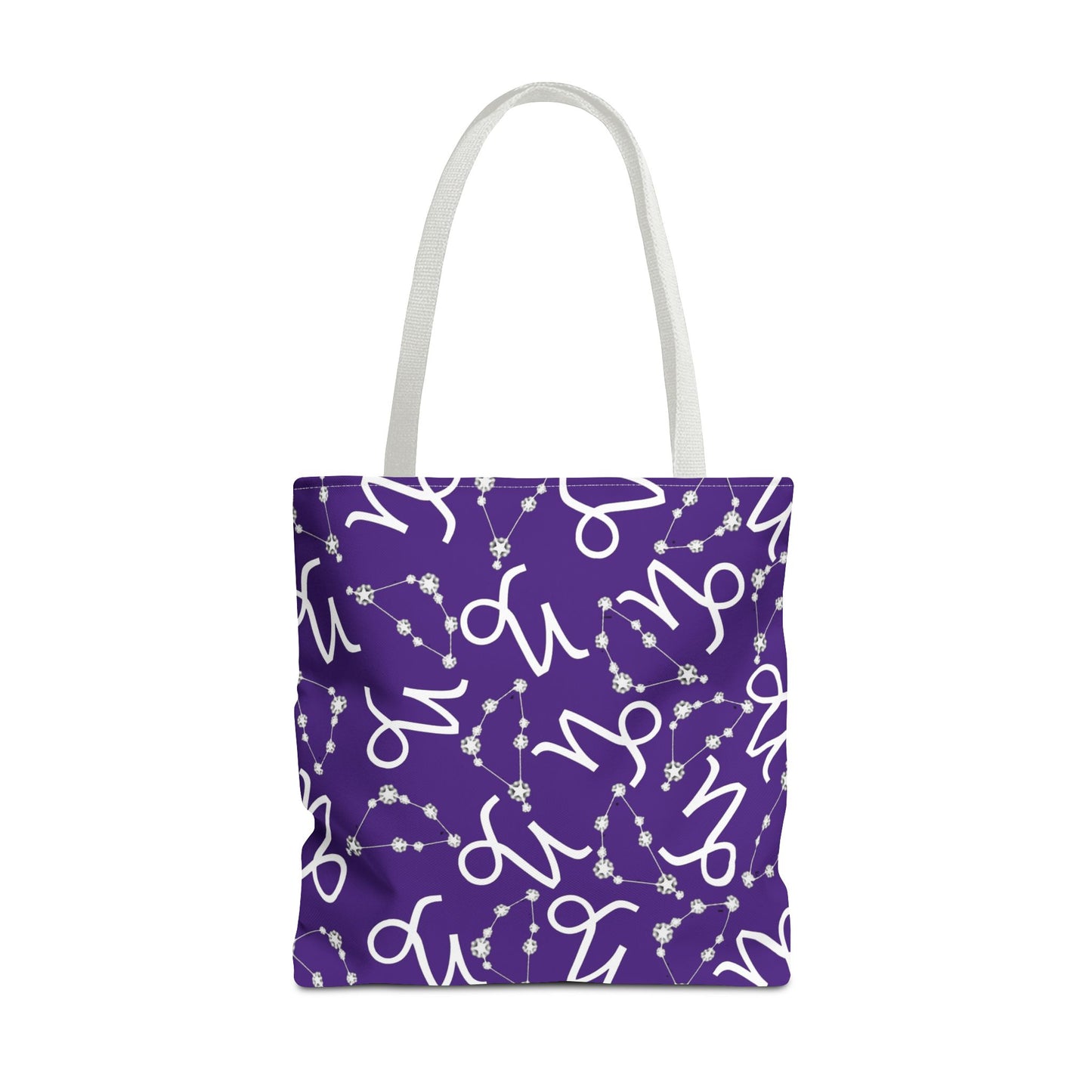 Tote Bag, Capricorn Zodiac Sign, AOP, (Purple, White)