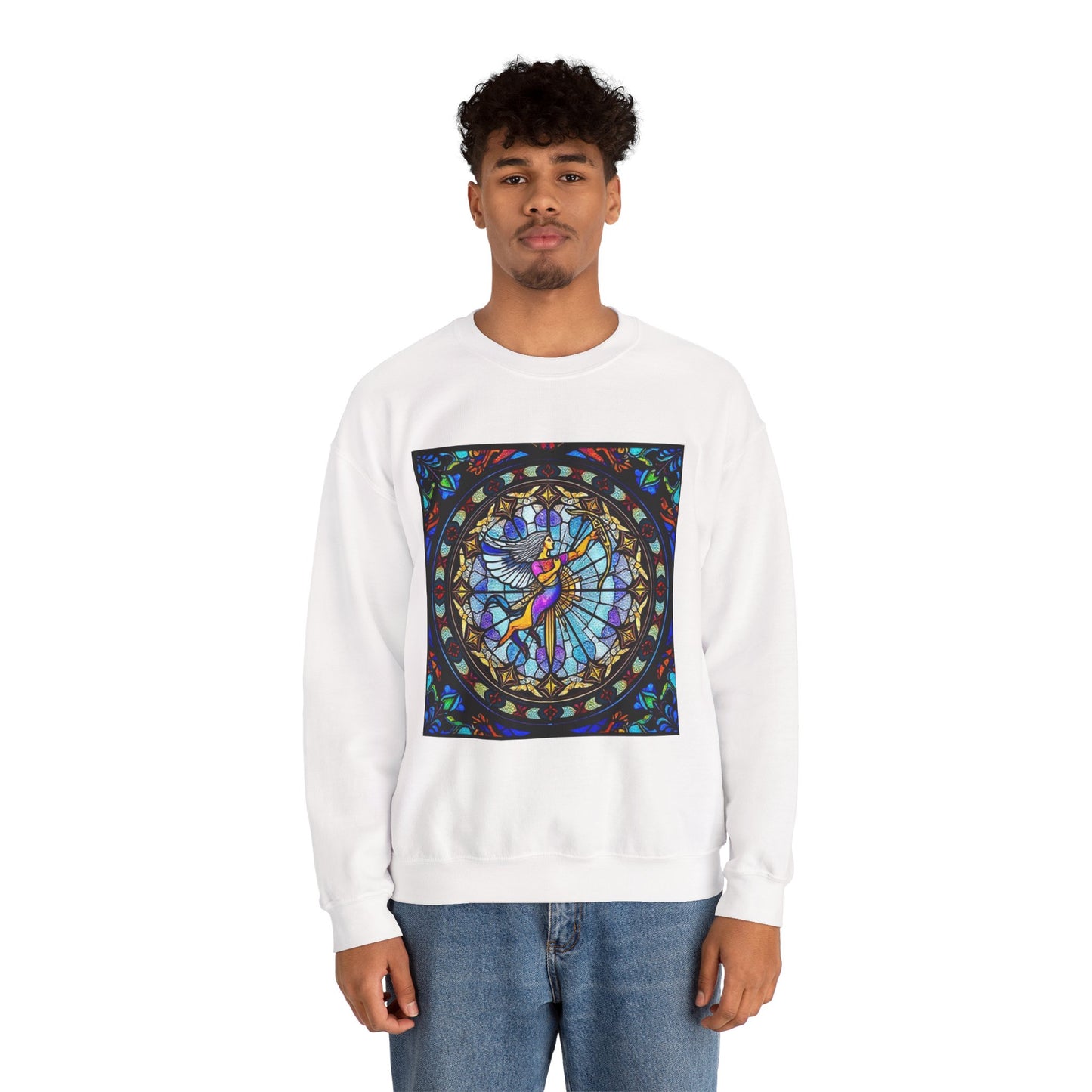 Unisex Heavy Blend™ Crewneck Sweatshirt, Glass, Sagittarius Zodiac Design