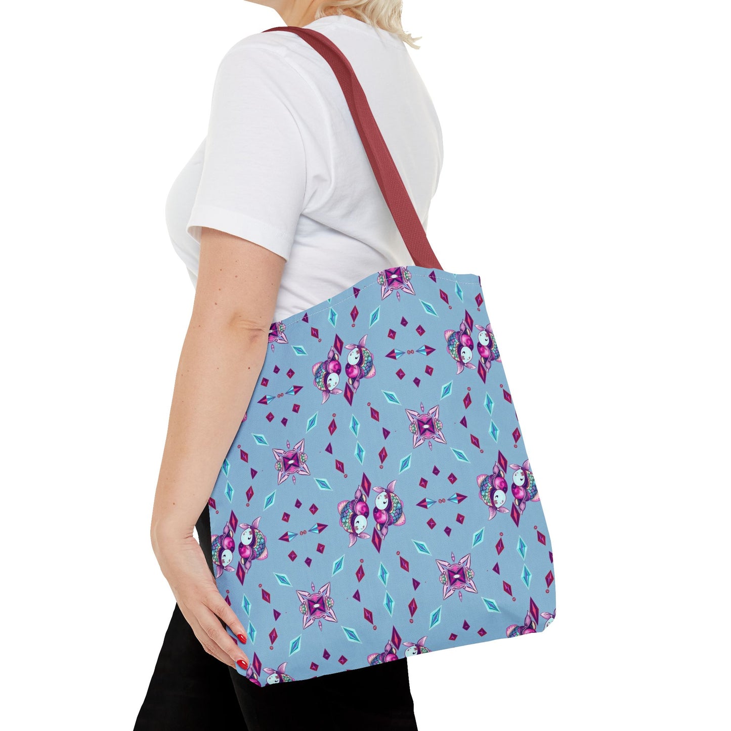 Tote Bag (AOP), Pisces, Zodiac v1, Jewel Pattern